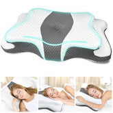 CHxxy memory foam pillow with neck contour supports spine alignment for better neck comfort.