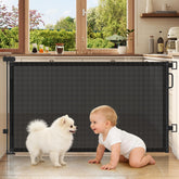 Cideny retractable gate demonstrates 58-inch wide opening coverage for wide doorways
