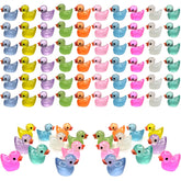 Cidinge 60-pcs mini resin ducks pack; colorful, compact decor for fairy gardens.
