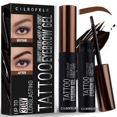 Cilrofelr brow tint gel application showing precise, buildable color for natural-to-dramatic brows