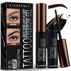 Cilrofelr Tattoo Brow Gel packaging shows a sleek bottle for easy at-home tint.