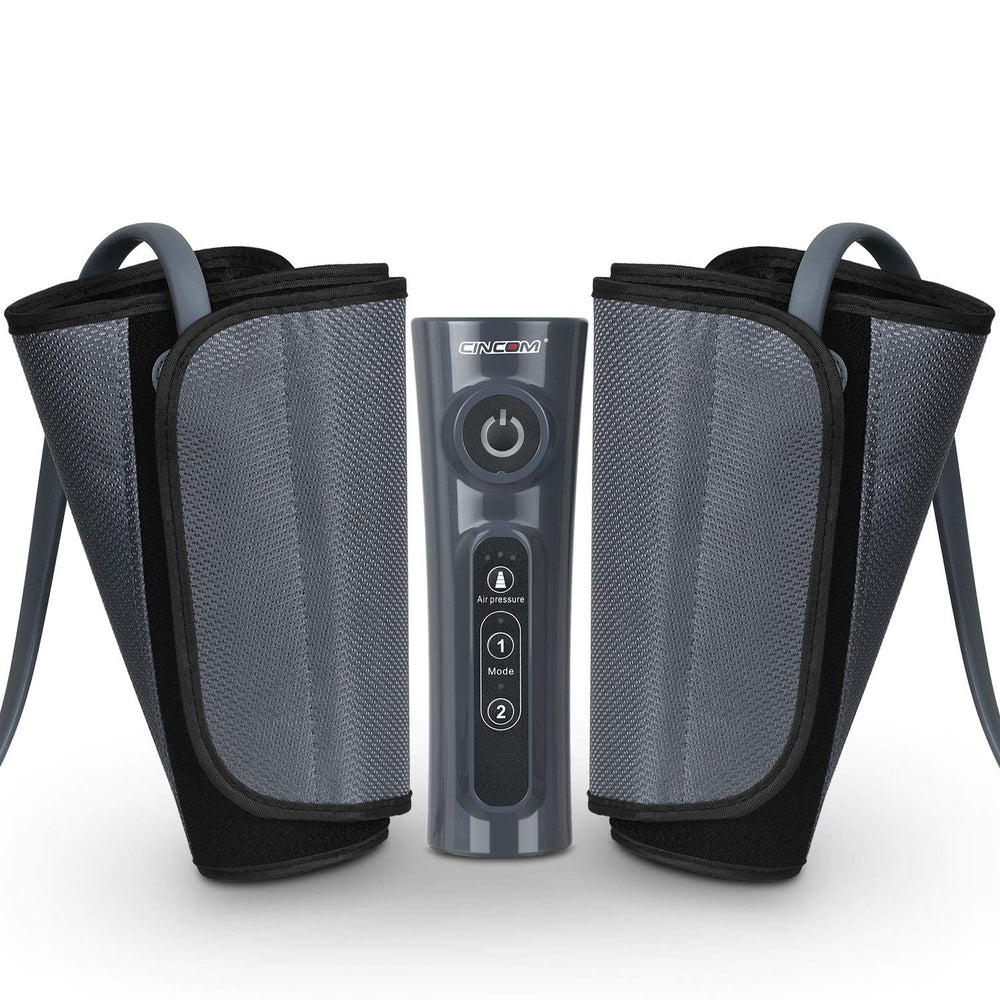 CINCOM leg massager calf wrap open for customizable compression to ease leg fatigue