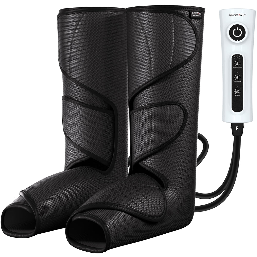 CINCOM leg massager showing calf-to-foot massage for soothing leg relief