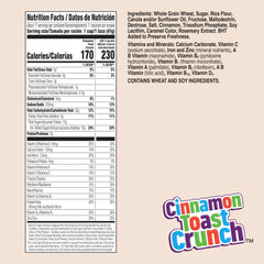 Cinnamon Toast Crunch bowl with milk showcases crunchy squares.
