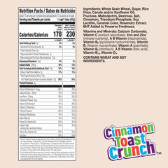 Cinnamon Toast Crunch family-size box on a kitchen counter for easy mornings.