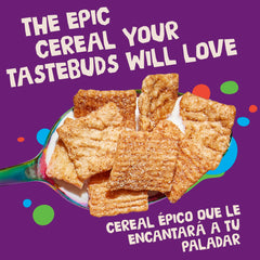 Cinnamon Toast Crunch being poured into a bowl for breakfast.
