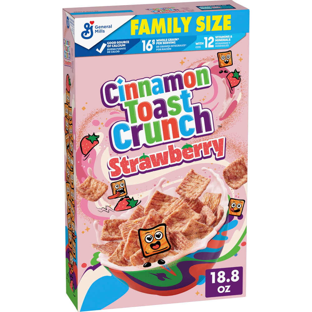 Cinnamon Toast Crunch Strawberry cereal bowl ready for a quick breakfast