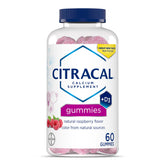 Citracal calcium gummies raspberry bottle ready for daily bone health support.