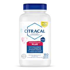 Citracal Maximum Plus bottle front showing calcium citrate and vitamin D3 for bone support