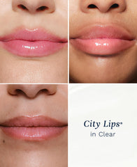 City Beauty City Lips Clear close-up swatches on lips for instant plump look
