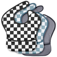 Civarua Kids Cherkerd bib front view with wide pocket for catching spills