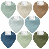 Civarua Kids muslin baby bib 8-pack, flat lay, soft and absorbent for drool.