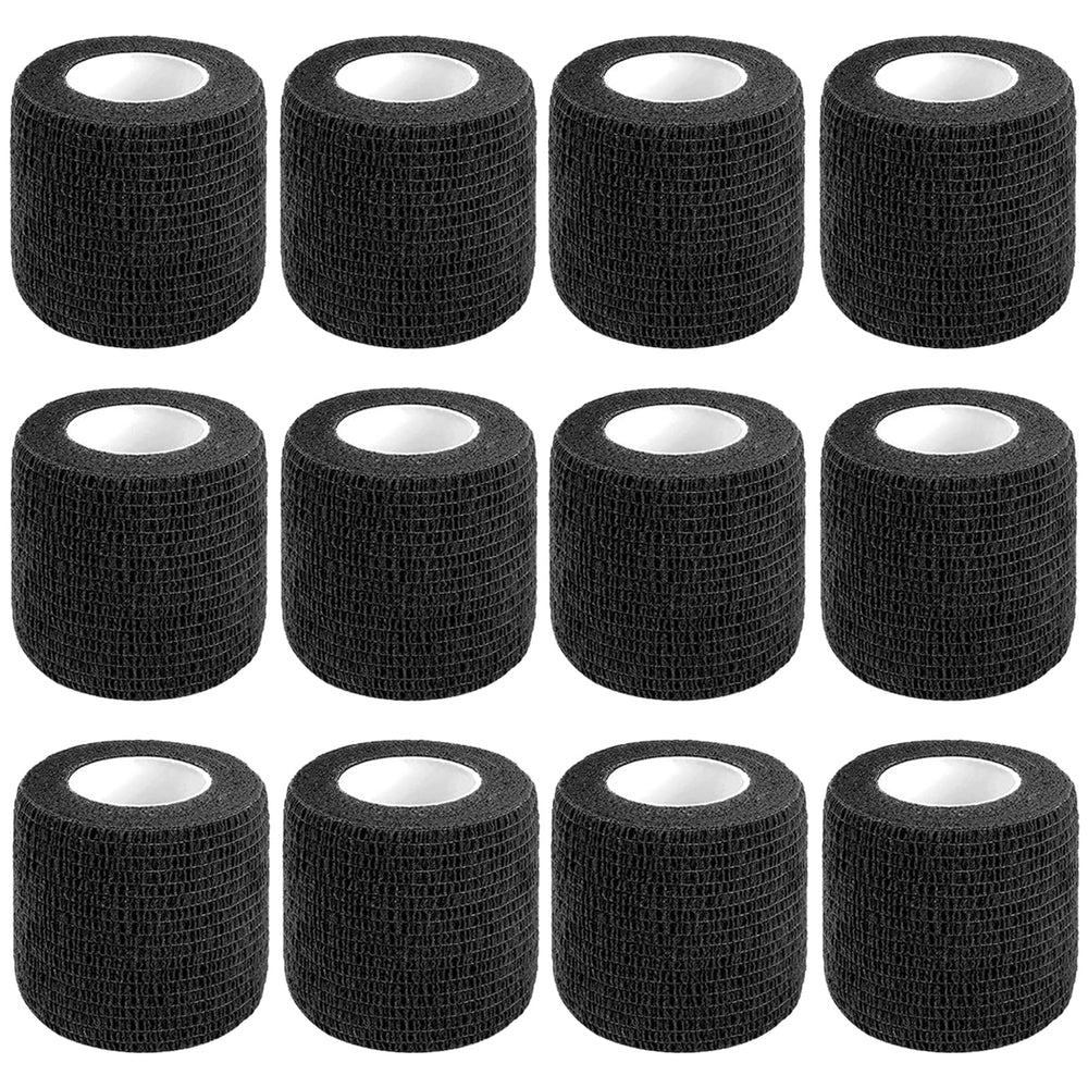 CIYAGPOOU self-adhesive bandage wrap 2in by 5yd black roll for secure coverage