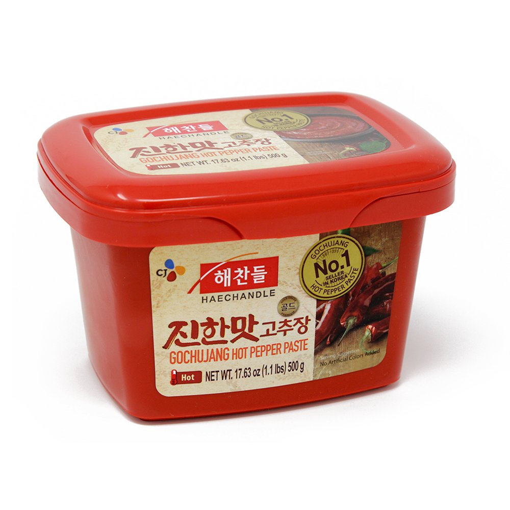 CJ Haechandle gochujang bottle 500g for authentic Korean cooking.