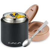 CJACJA insulated food jar 15.2oz front view offers a compact kids lunch solution.