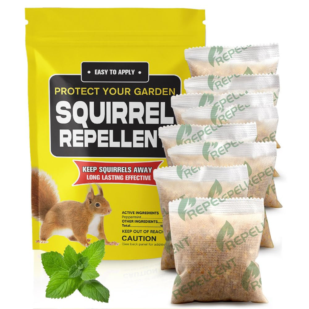 CJEIWYA Squirrel Repellent bag pack 1 deters squirrels from bird feeders and gardens.