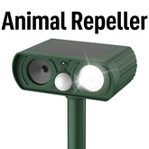 CKCOEO Solar Ultrasonic Animal Repellent front view protects lawns from wildlife