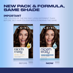 Clairol Nice'n Easy 4 Dark Brown activator bottle pouring for even application