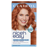 Clairol Nice'n Easy 7R bottle shows rich auburn color for natural-looking results.