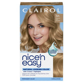 Clairol Nice'n Easy 8A box front shows a permanent color kit for gray coverage.