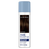 Clairol Root Touch-Up dark brown spray provides instant color restoration between washes.