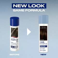 Clairol Root Touch-Up spray demonstrates 10-second natural-looking color.