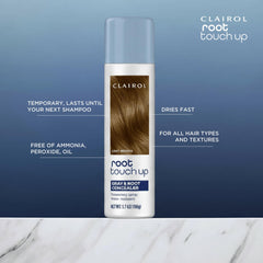 Clairol Root Touch-Up spray with oil-free formula for everyday use.