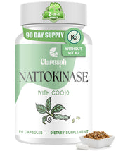 Clarusph Nattokinase Supplement bottle showing 8000 FU nattokinase for circulation support