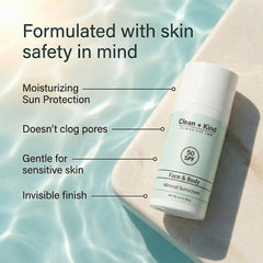 Clean + Kind Tallow Sunscreen with raspberry infusion for extra nourishment.