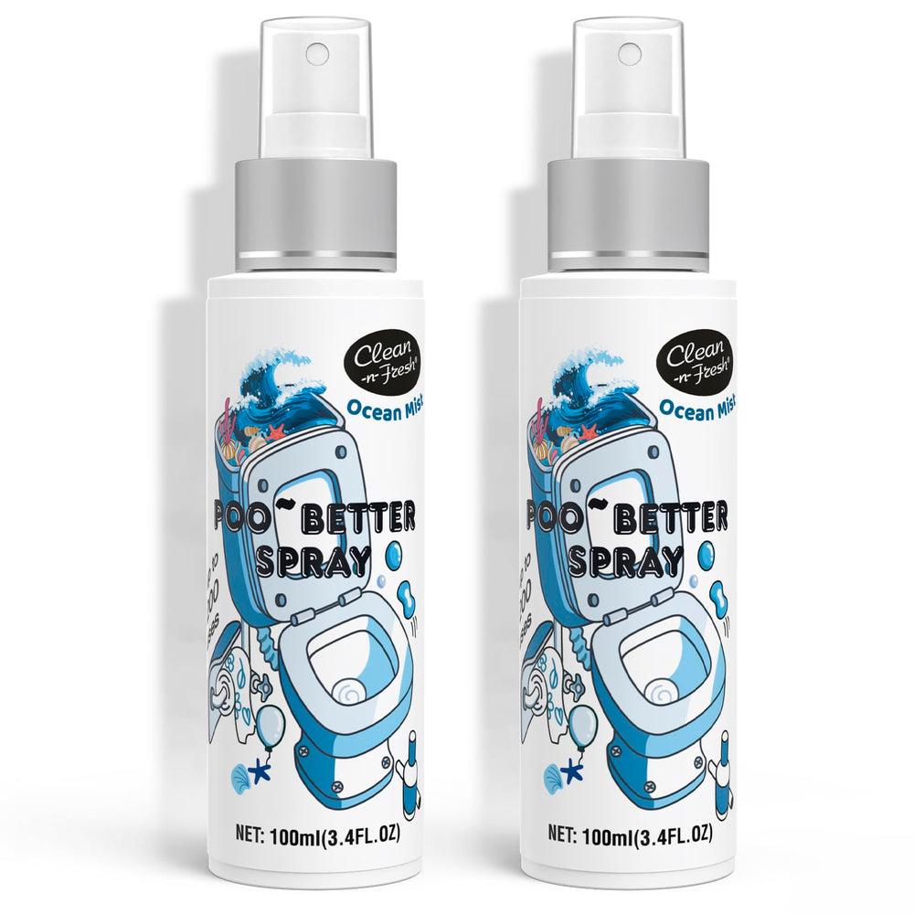 Clean-n-Fresh Ocean Mist toilet spray bottle for on-the-go bathroom freshening.