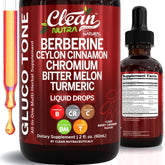 Clean Nutra Berberine bottle with cinnamon drops for a simple daily wellness ritual.