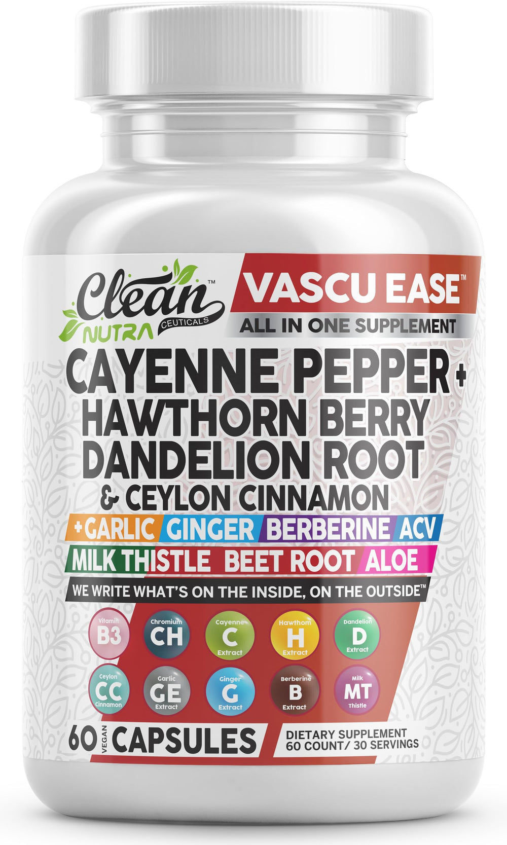 Clean Nutra Cayenne Pepper Capsules bottle pour for convenient daily use.