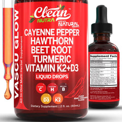 Clean Nutra Cayenne Pepper Drops bottle pour for quick daily vitality