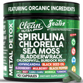 Clean Nutra Sea Tox spirulina and chlorella capsules close-up for daily energy support