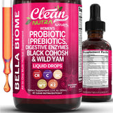 Clean Nutraceuticals Bella Biotics bottle closeup for daily gut support.