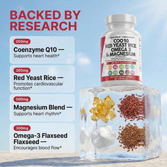 CardioGuard label highlighting omega-3 fatty acids and vitamin mix.