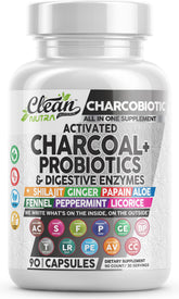 Clean Nutraceuticals CharcoBiotic bottle pour promotes convenient gas relief and digestion support.