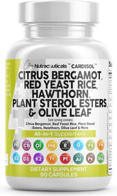 Clean Nutraceuticals citrus bergamot red yeast rice capsules bottle for daily wellness
