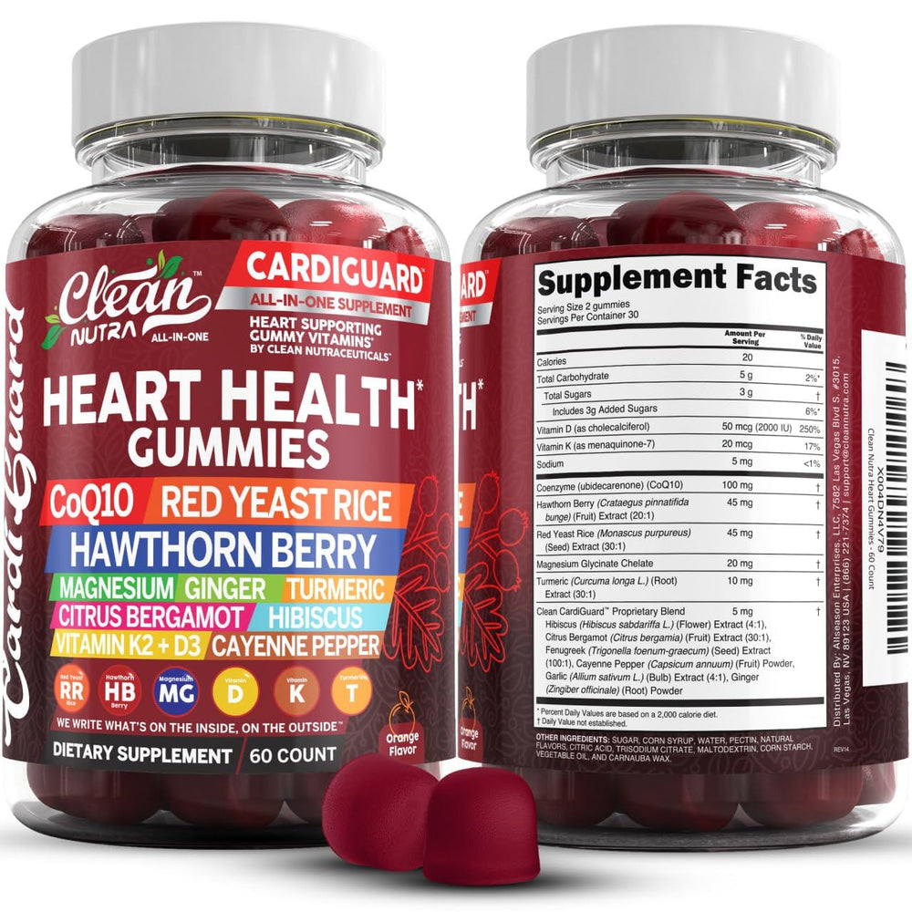 Clean Nutraceuticals CoQ10 Gummies bottle with orange flavor for daily wellness.