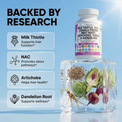 Liver Defend label detail highlights 28-in-1 formula and key ingredients