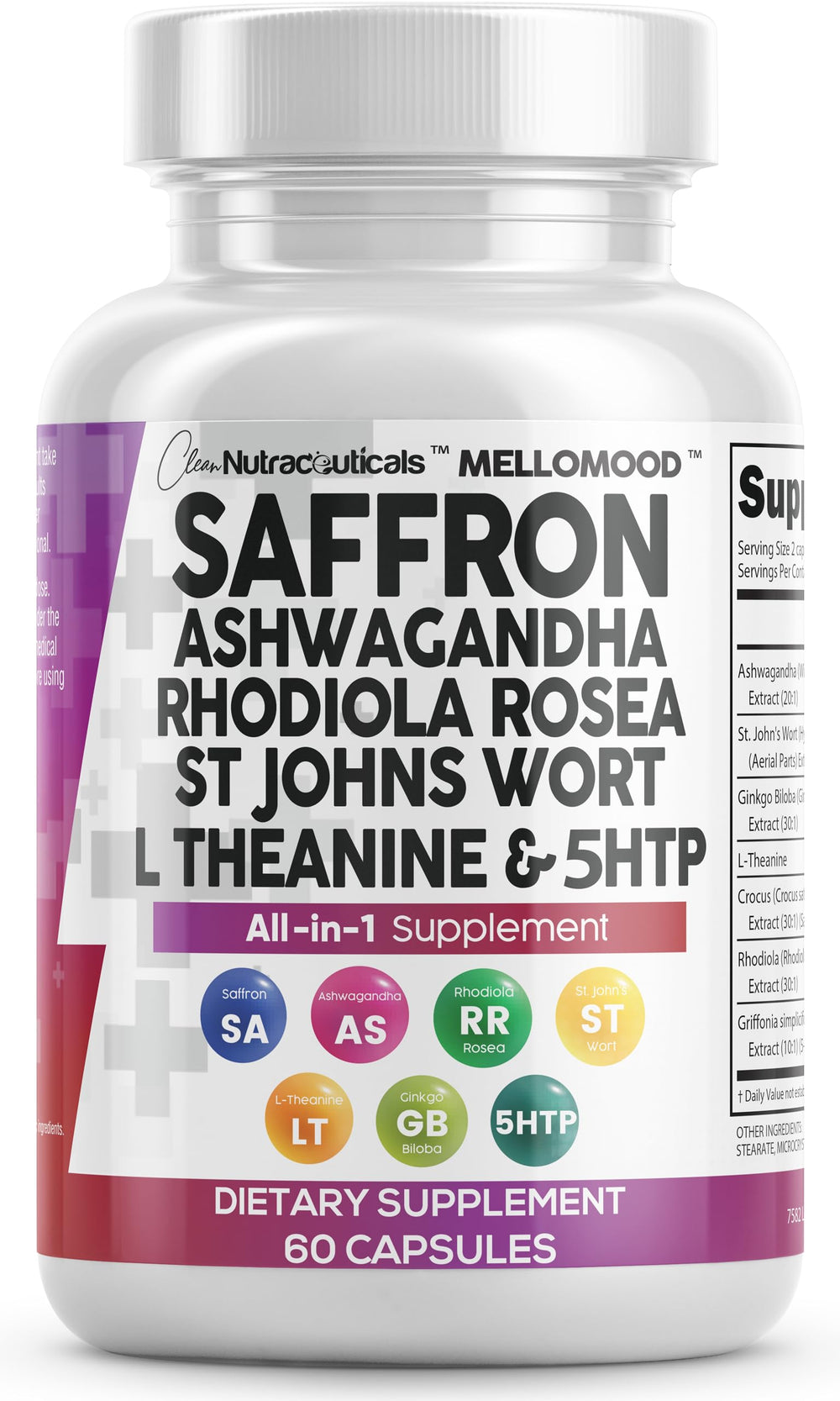 Clean Nutraceuticals Mellomood saffron bottle for mood support and calm focus
