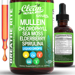 Clean Nutraceuticals Mullein Drops bottle with clear label for respiratory support