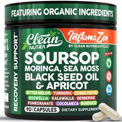 Clean Nutraceuticals soursop supplement bottle for convenient antioxidant support.