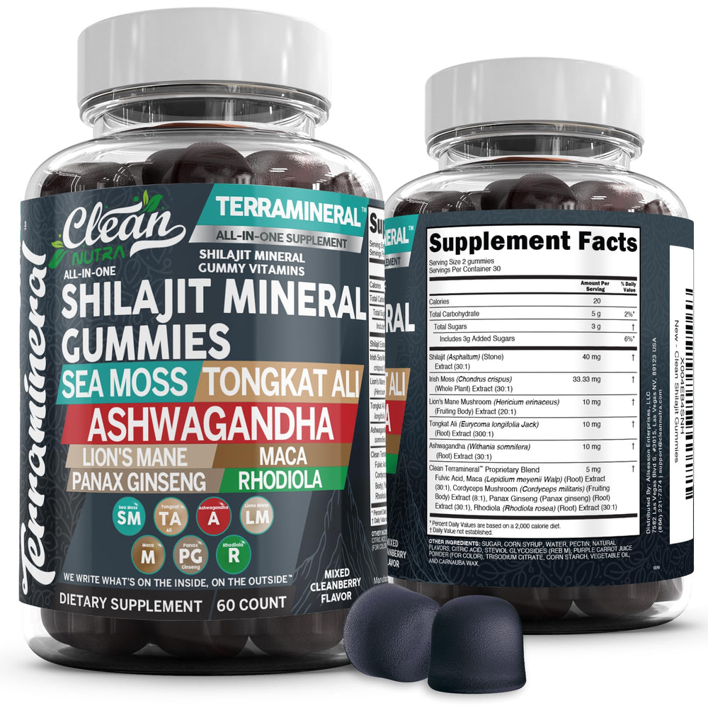 Clean Nutraceuticals Terramineral Shilajit Gummies bottle supports daily vitality