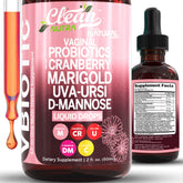 Clean Nutraceuticals VBiotic vaginal probiotic liquid drops bottle for daily balance.