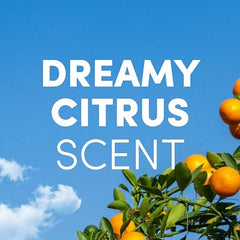 Clean Revolution Dreamy Citrus hand soap pump highlights quick lather for mornings.