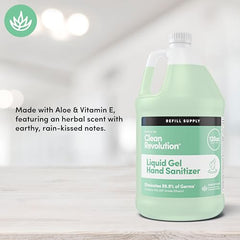 Clean Revolution hand gel on hands for quick sanitizing.