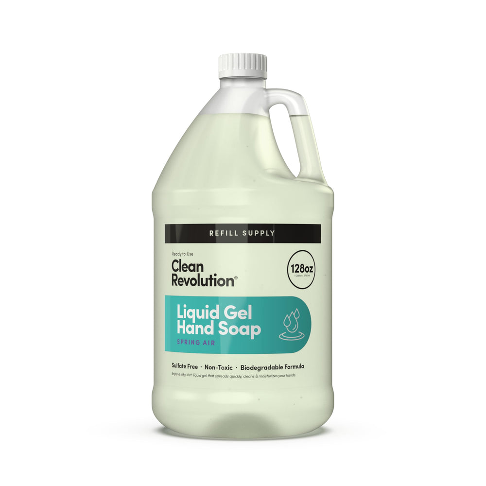 Clean Revolution Spring Air hand soap bottle with silky lather and essential oils