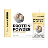 Clean Simple Eats Whey Protein Powder Simply Vanilla stick-pack close-up for a creamy, quick protein boost