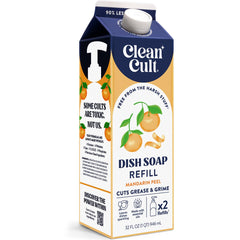 Cleancult dish soap liquid refill 32oz bottle showcases plastic-free cleaning.